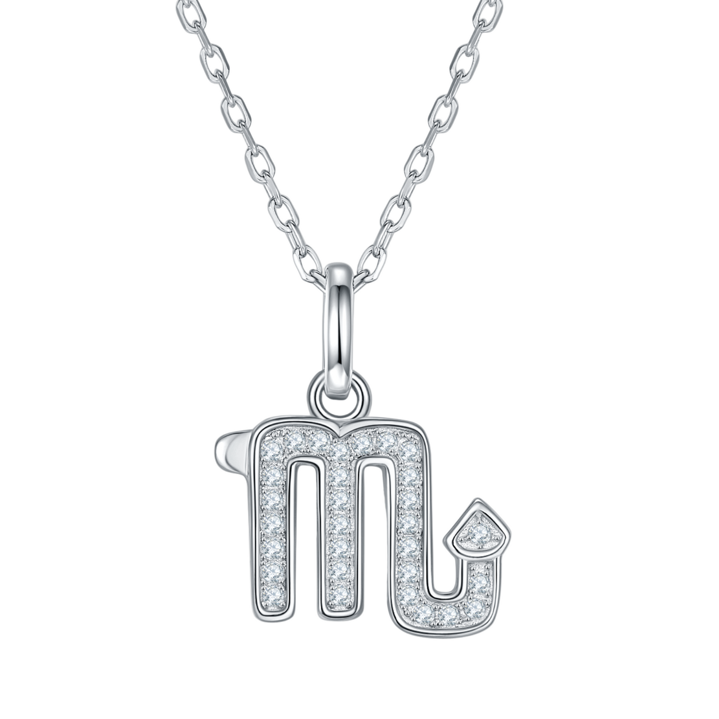Scorpio Zodiac Moissanite Necklace in White Gold