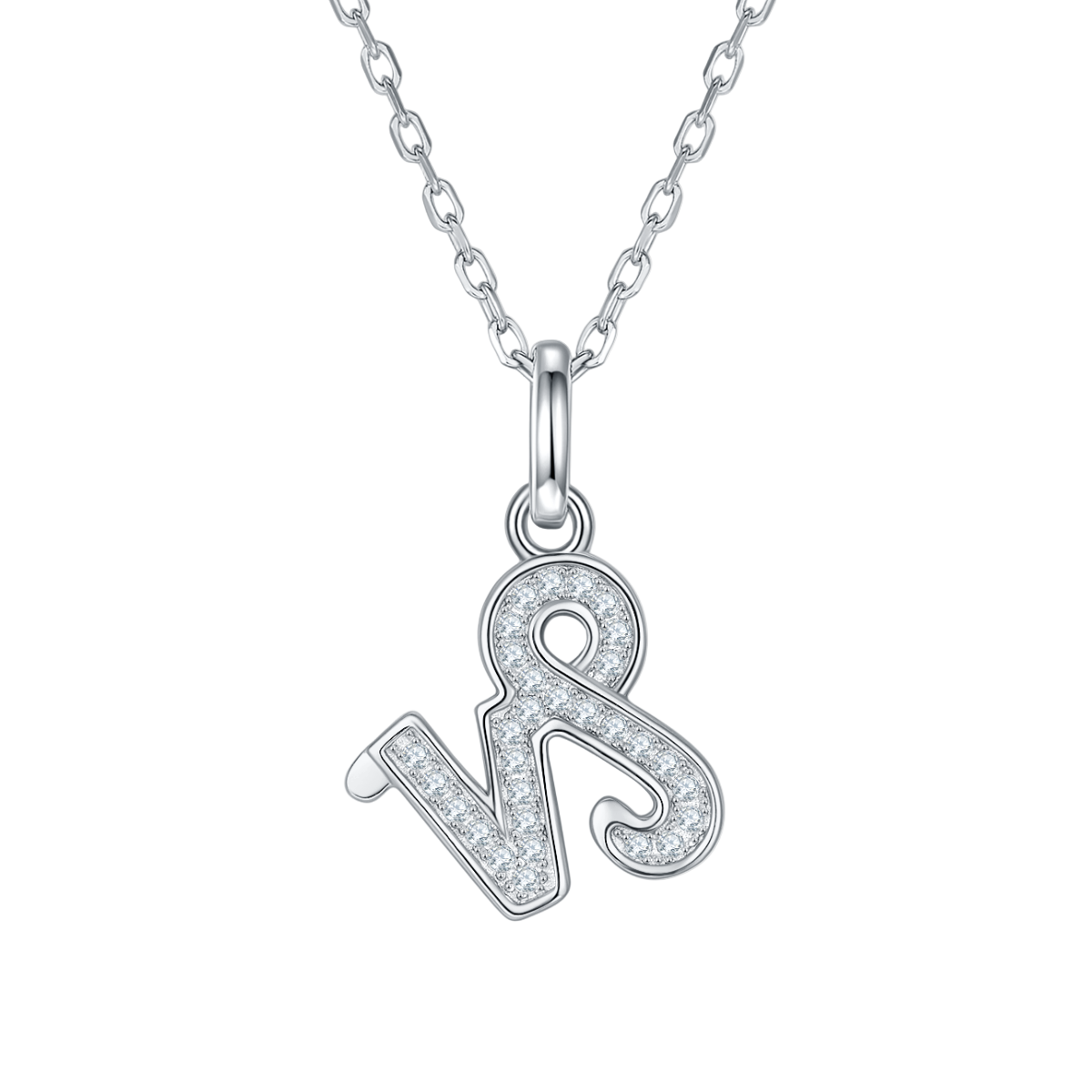 Capricorn Zodiac Moissanite Necklace in White Gold