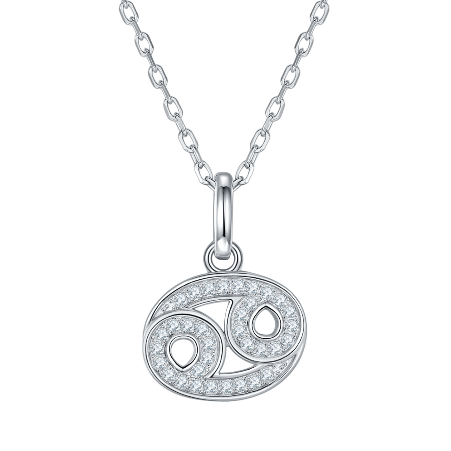 Cancer Zodiac Moissanite Necklace in White Gold