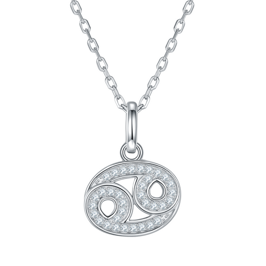 Cancer Zodiac Moissanite Necklace in White Gold