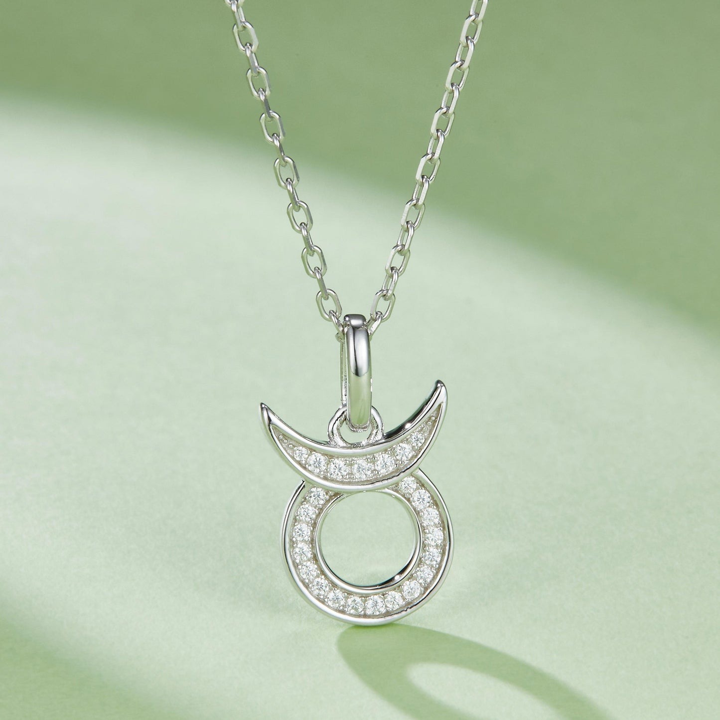 Taurus Zodiac Moissanite Necklace in White Gold