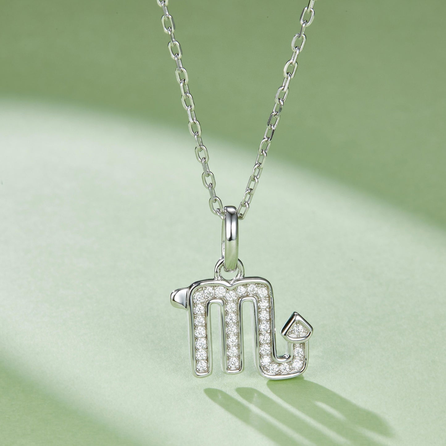 Scorpio Zodiac Moissanite Necklace in White Gold