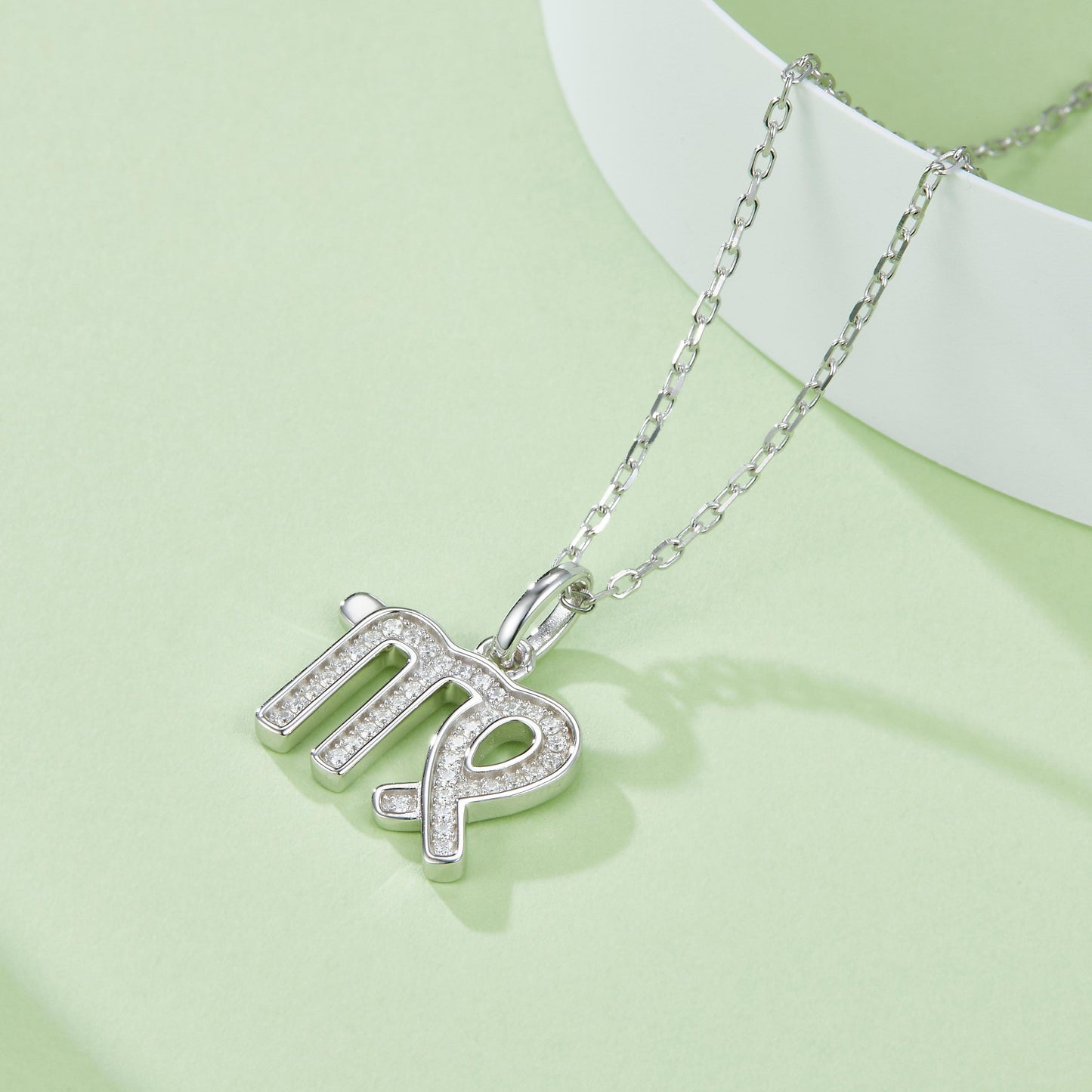 Virgo Zodiac Moissanite Necklace in White Gold
