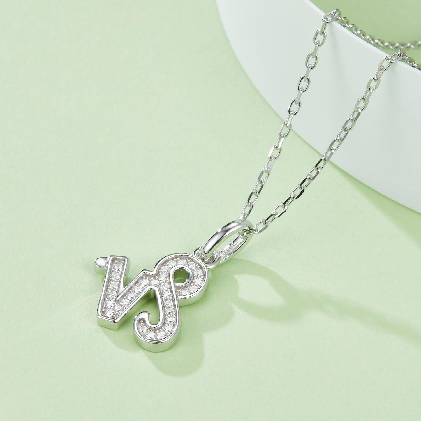 Capricorn Zodiac Moissanite Necklace in White Gold