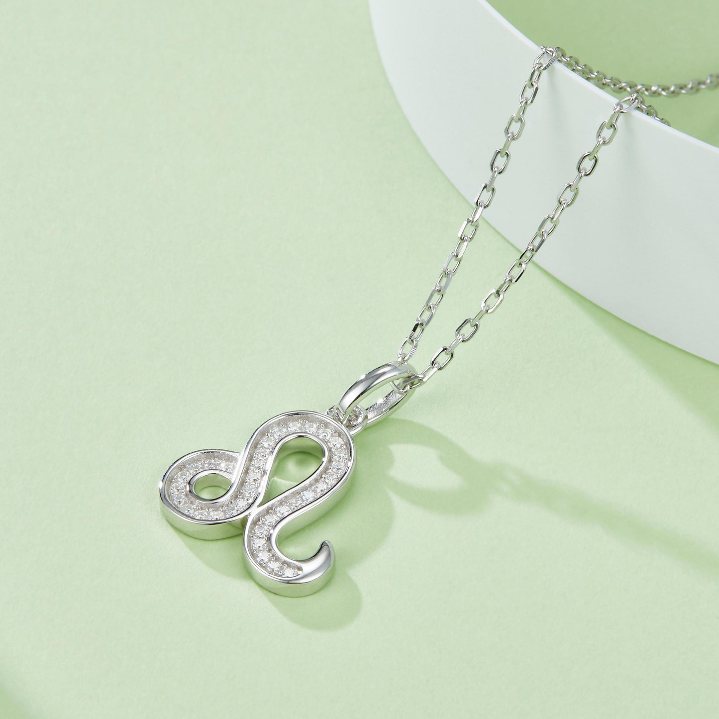 Leo Zodiac Moissanite Necklace in White Gold