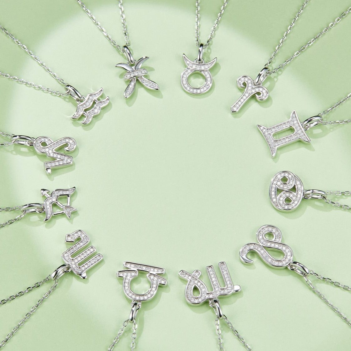 Pisces Zodiac Moissanite Necklace in White Gold