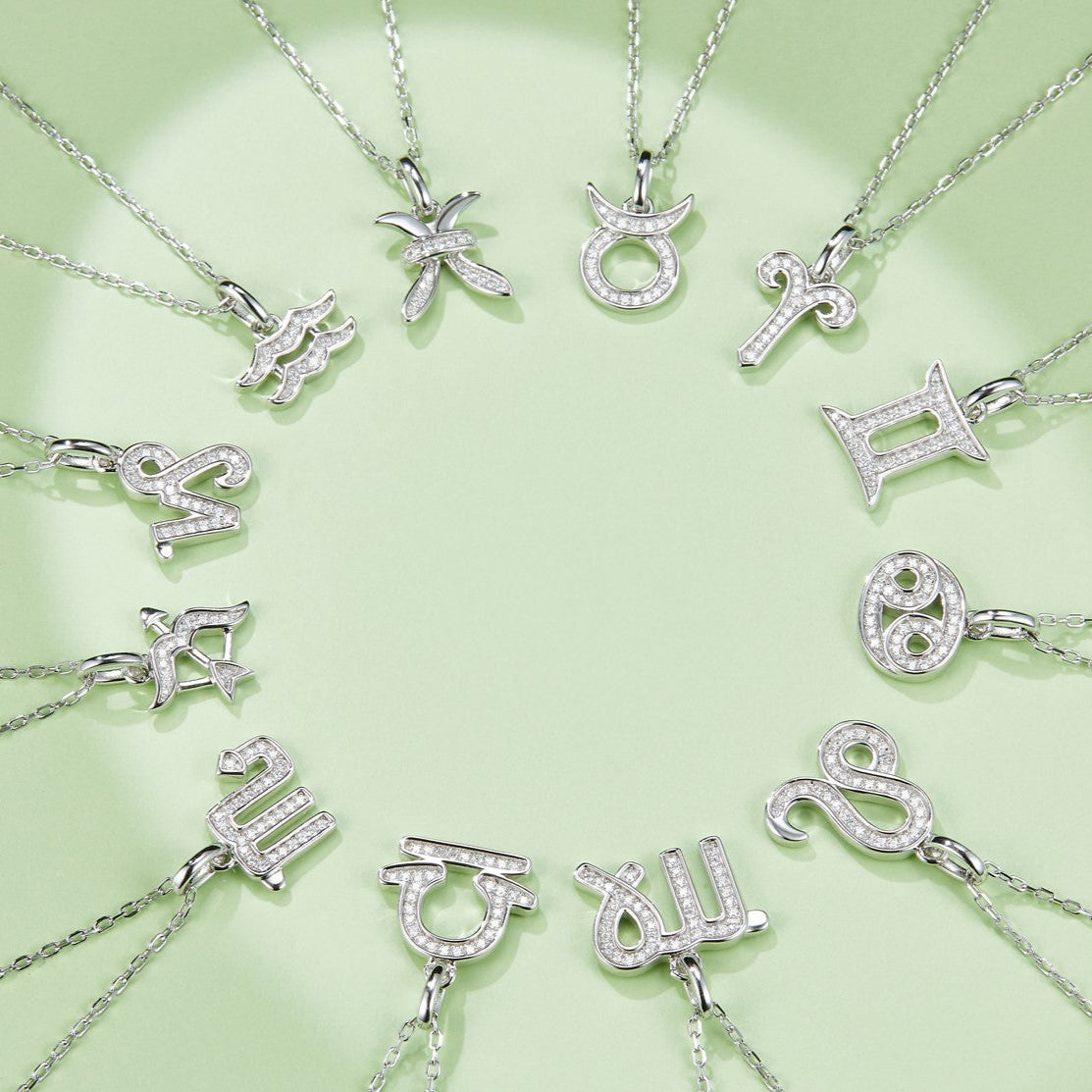 Cancer Zodiac Moissanite Necklace in White Gold
