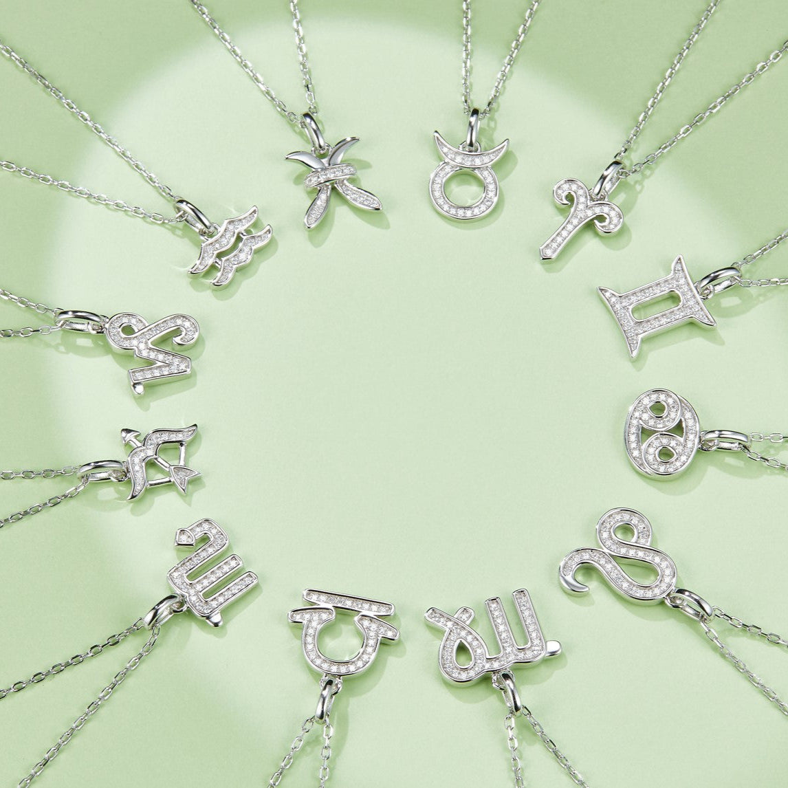 Virgo Zodiac Moissanite Necklace in White Gold