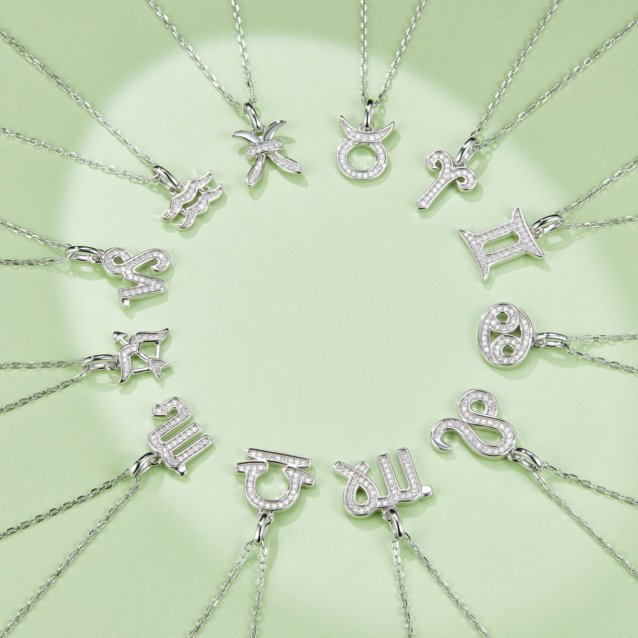 Capricorn Zodiac Moissanite Necklace in White Gold