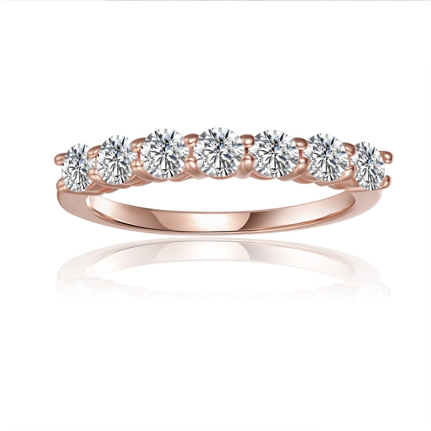 7 Stone Half Eternity Wedding Band Set in 9ct Rose Gold