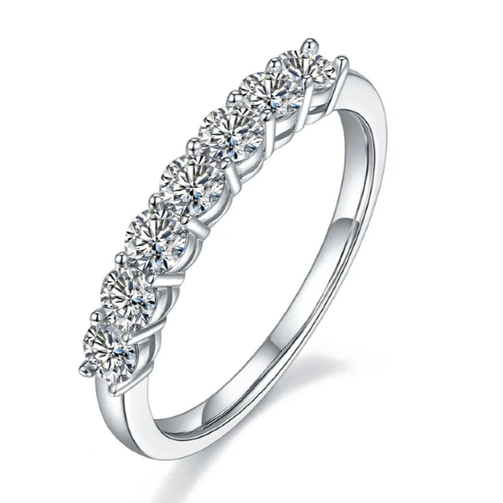 7 Stone Half Eternity Wedding Band Set in 9ct White Gold