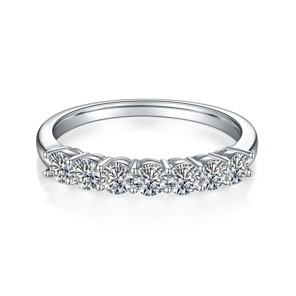 7 Stone Half Eternity Wedding Band Set in 9ct White Gold