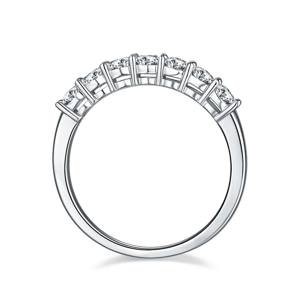 7 Stone Half Eternity Wedding Band Set in 9ct White Gold