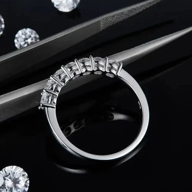 7 Stone Half Eternity Wedding Band Set in 9ct White Gold
