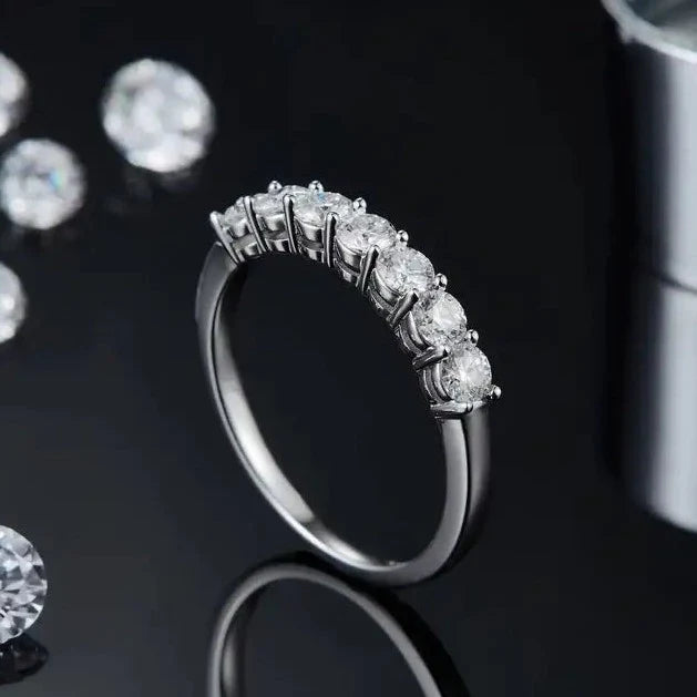 7 Stone Half Eternity Wedding Band Set in 9ct White Gold