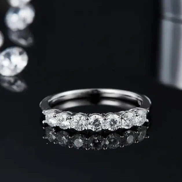 7 Stone Half Eternity Wedding Band Set in 9ct White Gold
