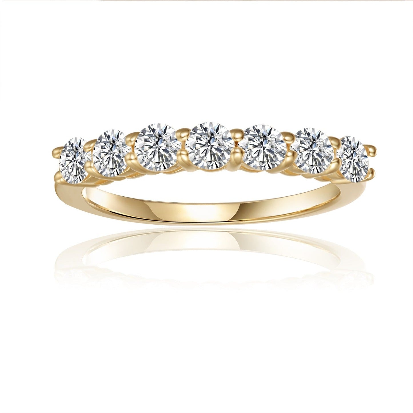 7 Stone Half Eternity Wedding Band Set in 9ct Yellow Gold