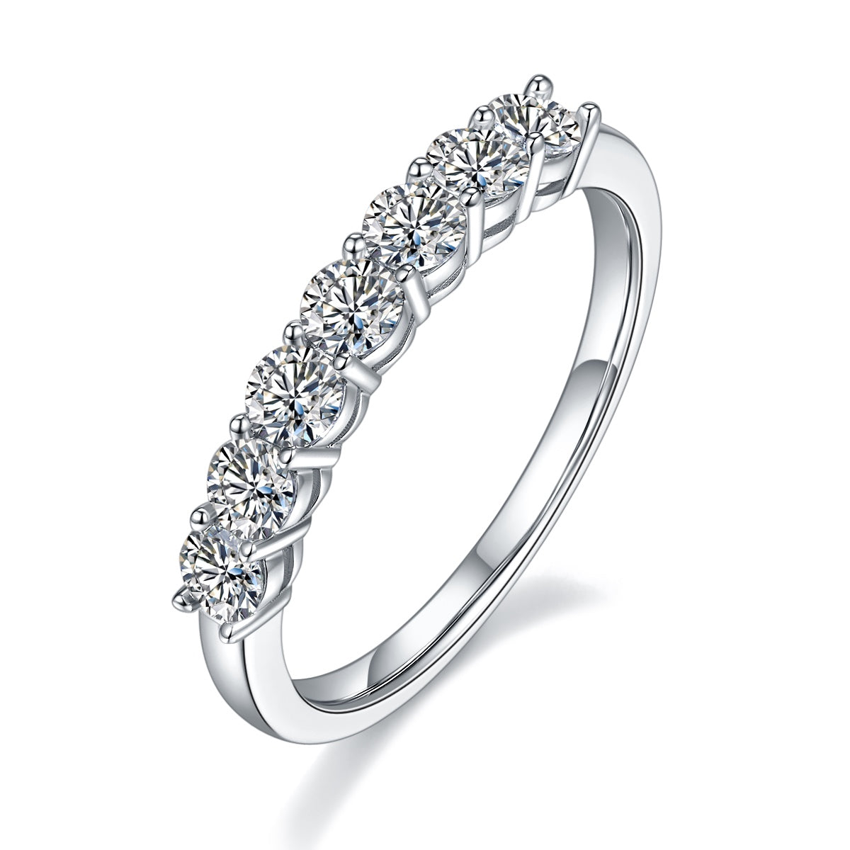 7 Stone Half Eternity Wedding Band Set in Sterling Silver
