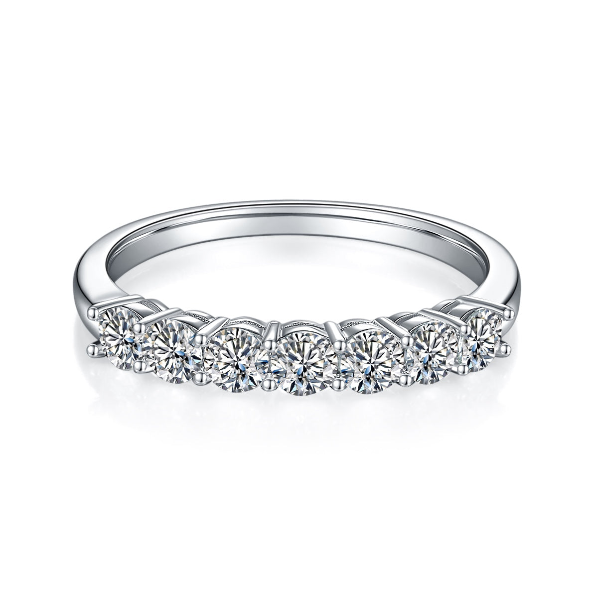 7 Stone Half Eternity Wedding Band Set in Sterling Silver