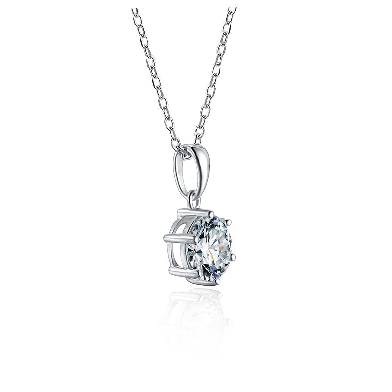 Classic 6 Claw 1.00ct Moissanite Pendant Set in Sterling Silver