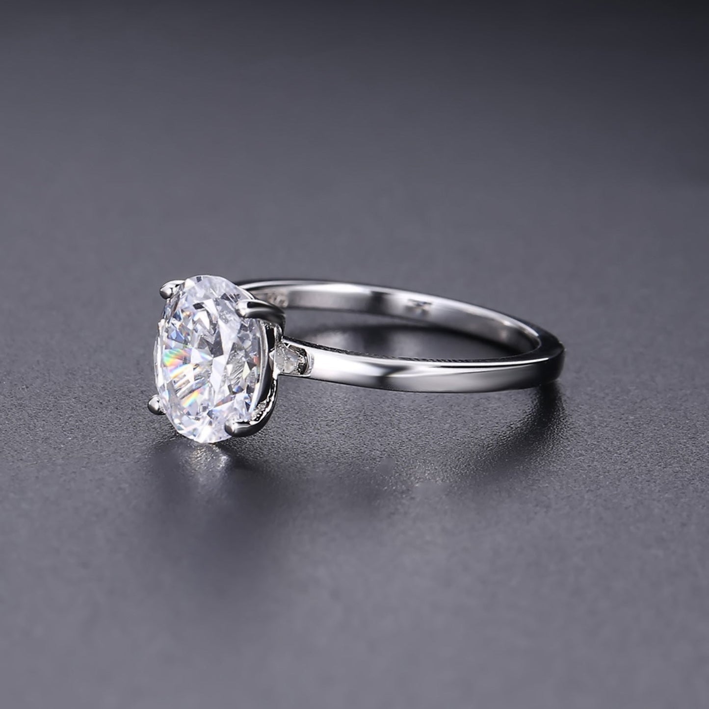 Heritage 4 Claw Oval Solitaire 1.00ct Moissanite Engagement Ring Set in 9ct White Gold