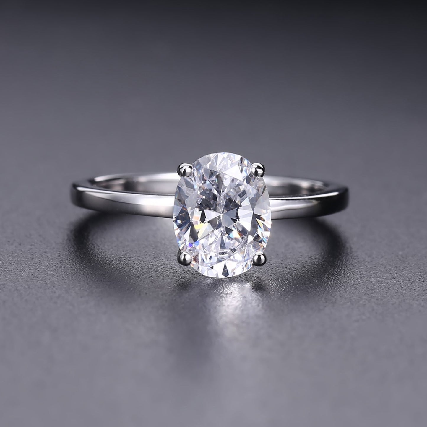 Heritage 4 Claw Oval Solitaire 1.00ct Moissanite Engagement Ring Set in 9ct White Gold