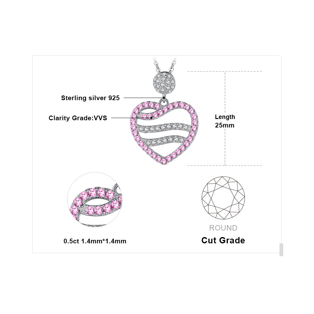 Pink Sapphire 0.50ct Heart Pendant Necklace