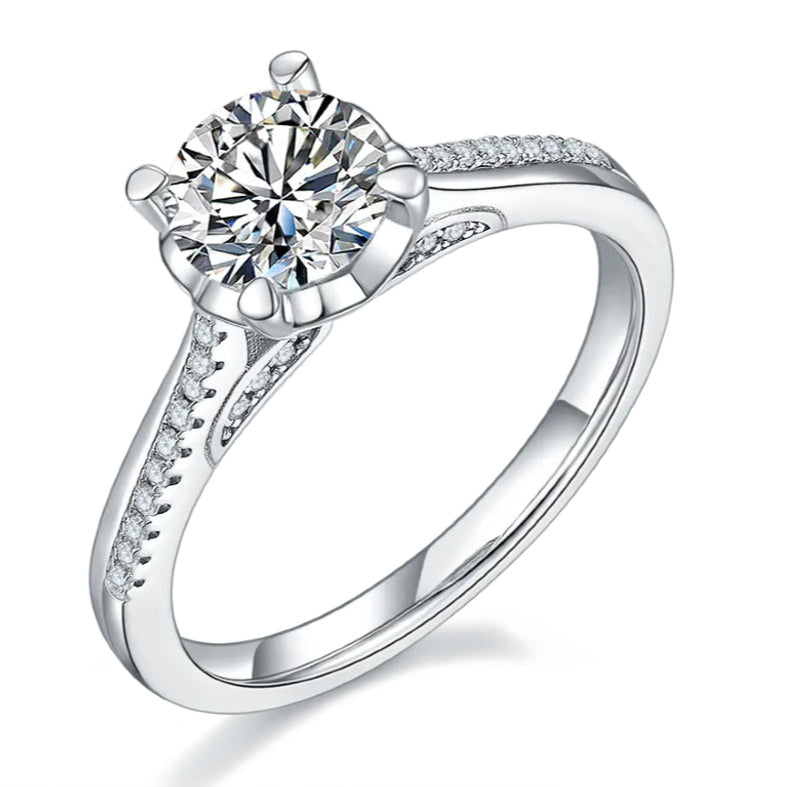 Delicate Luxe 1.00ct Moissanite Engagement Ring Set in Sterling Silver