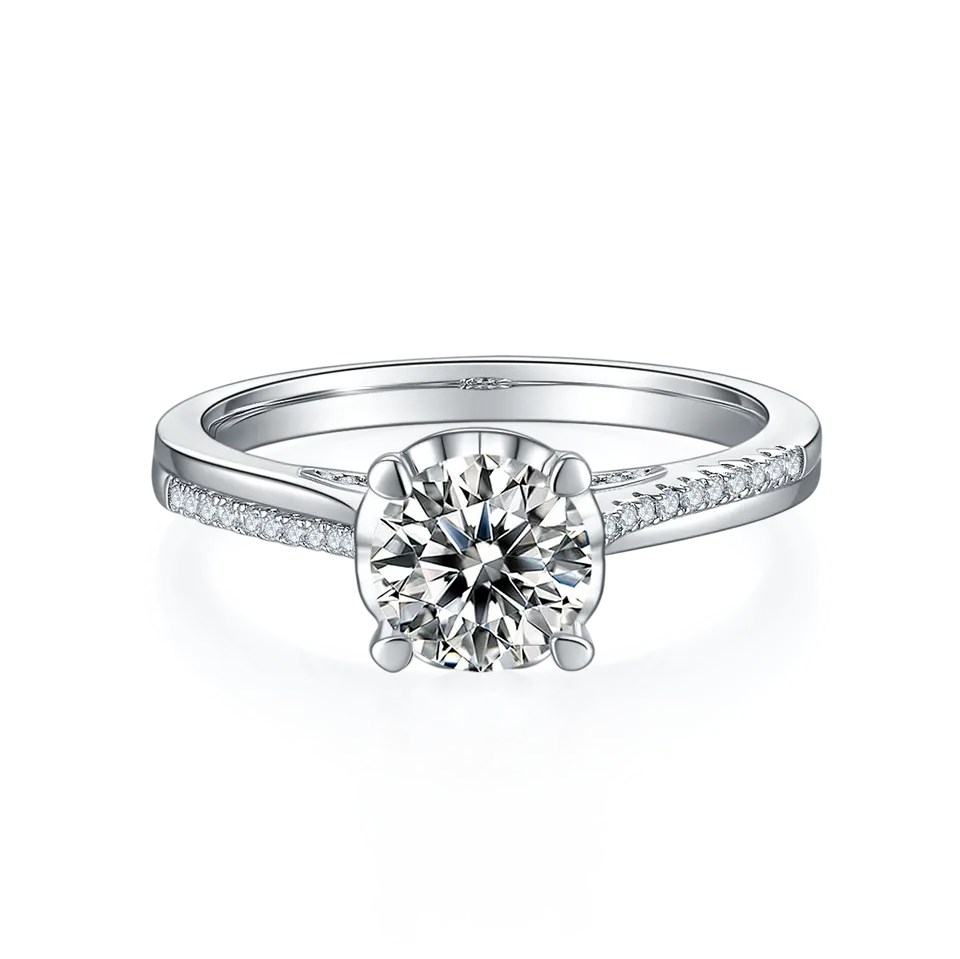 Delicate Luxe 1.00ct Moissanite Engagement Ring Set in Sterling Silver