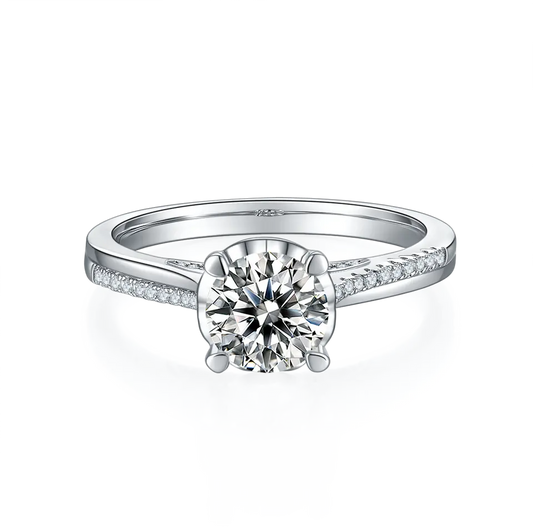 Delicate Luxe 1.00ct Moissanite Engagement Ring Set in Sterling Silver