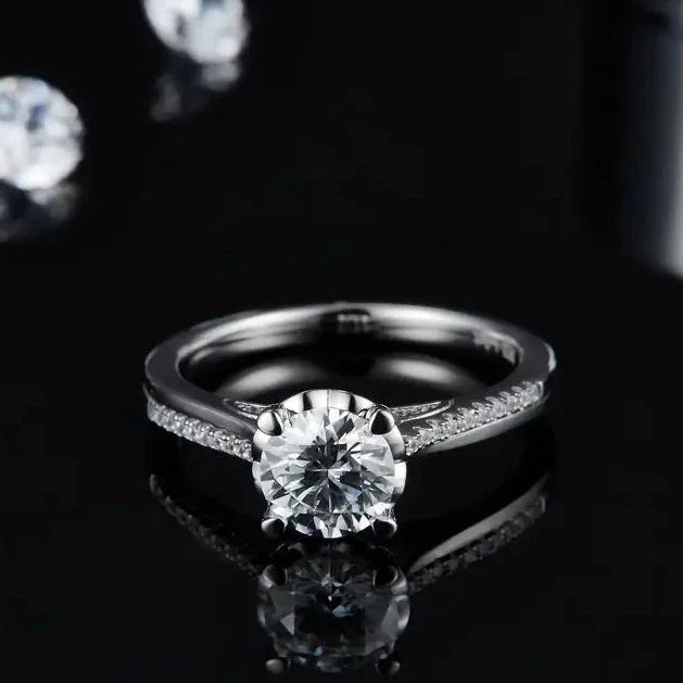 Delicate Luxe 1.00ct Moissanite Engagement Ring Set in Sterling Silver