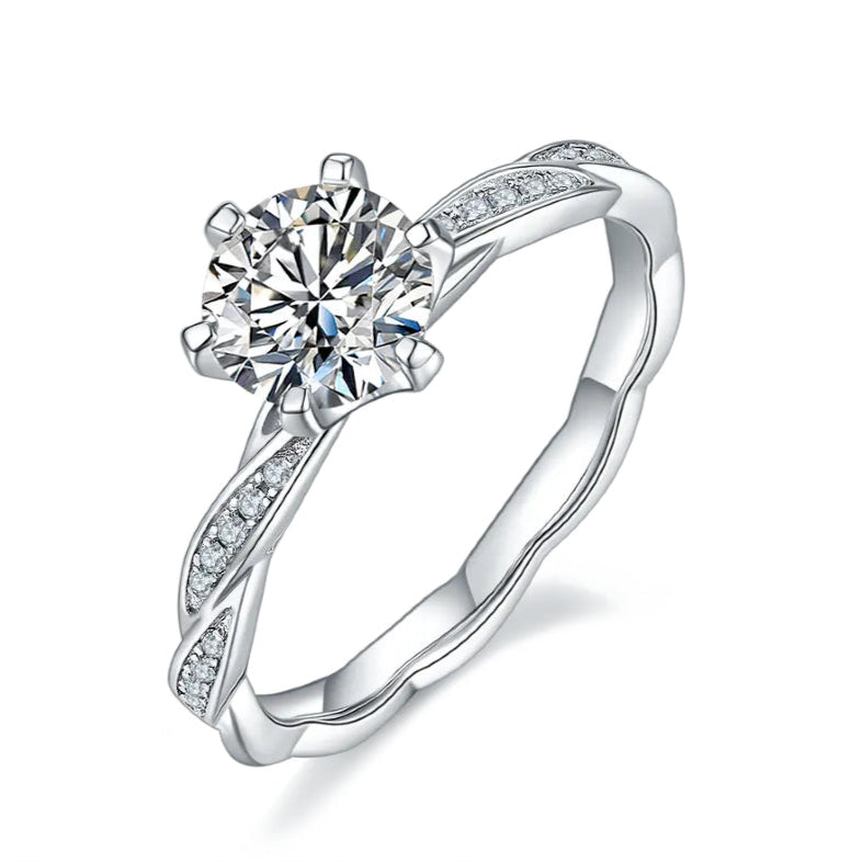 Delicate Timeless 1.00ct Moissanite Engagement Ring Set in Sterling Silver