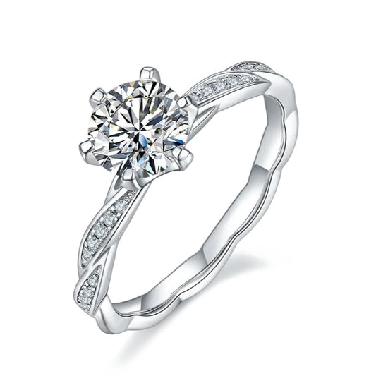 Delicate Timeless  1.00ct Moissanite Engagement Ring Set in Sterling Silver