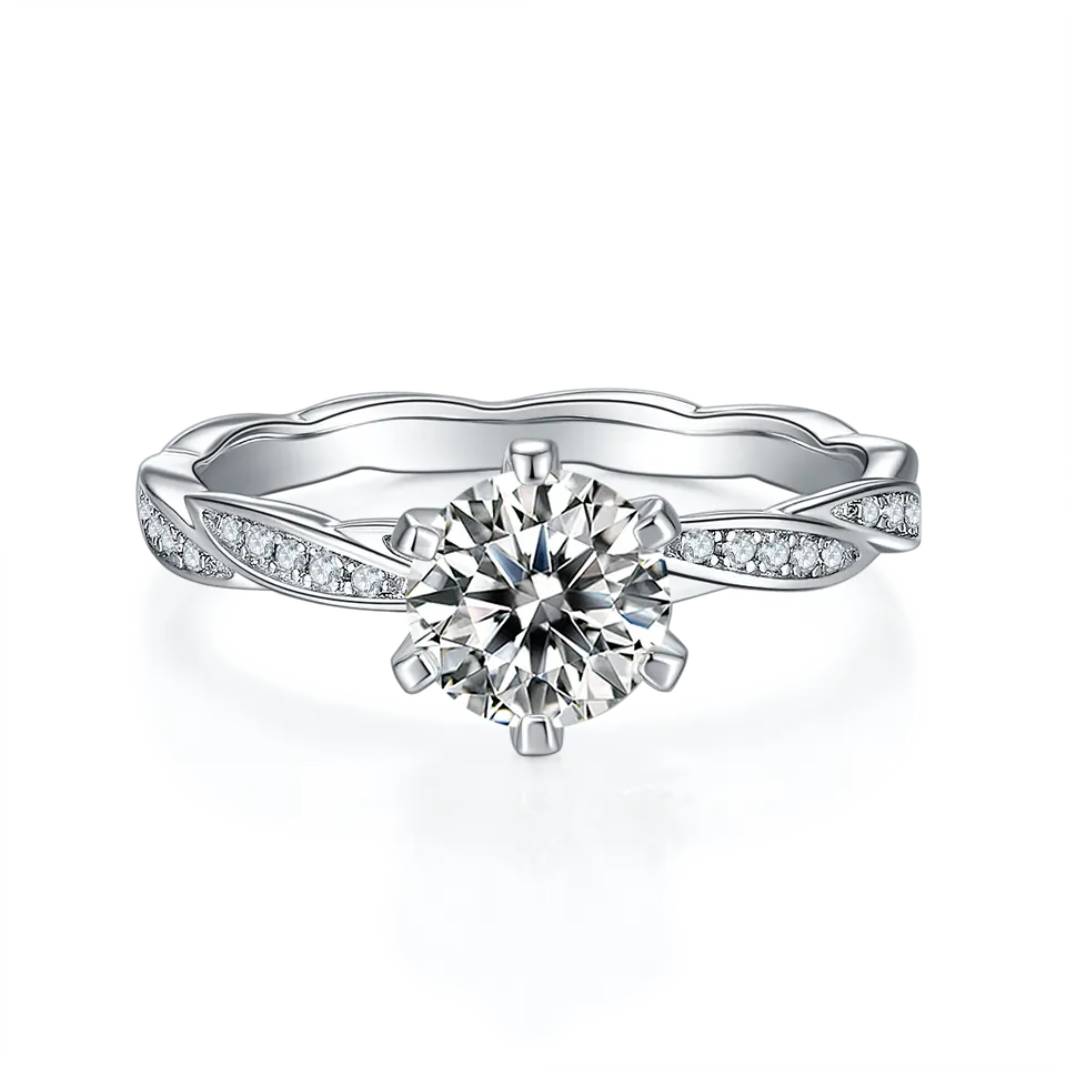 Delicate Timeless 1.00ct Moissanite Engagement Ring Set in Sterling Silver