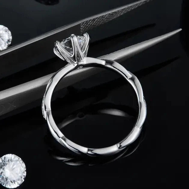 Delicate Timeless 1.00ct Moissanite Engagement Ring Set in Sterling Silver