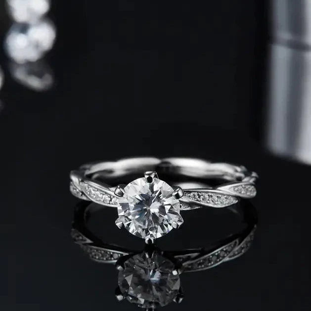 Delicate Timeless 1.00ct Moissanite Engagement Ring Set in Sterling Silver