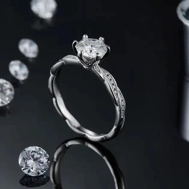 Delicate Timeless 1.00ct Moissanite Engagement Ring Set in Sterling Silver