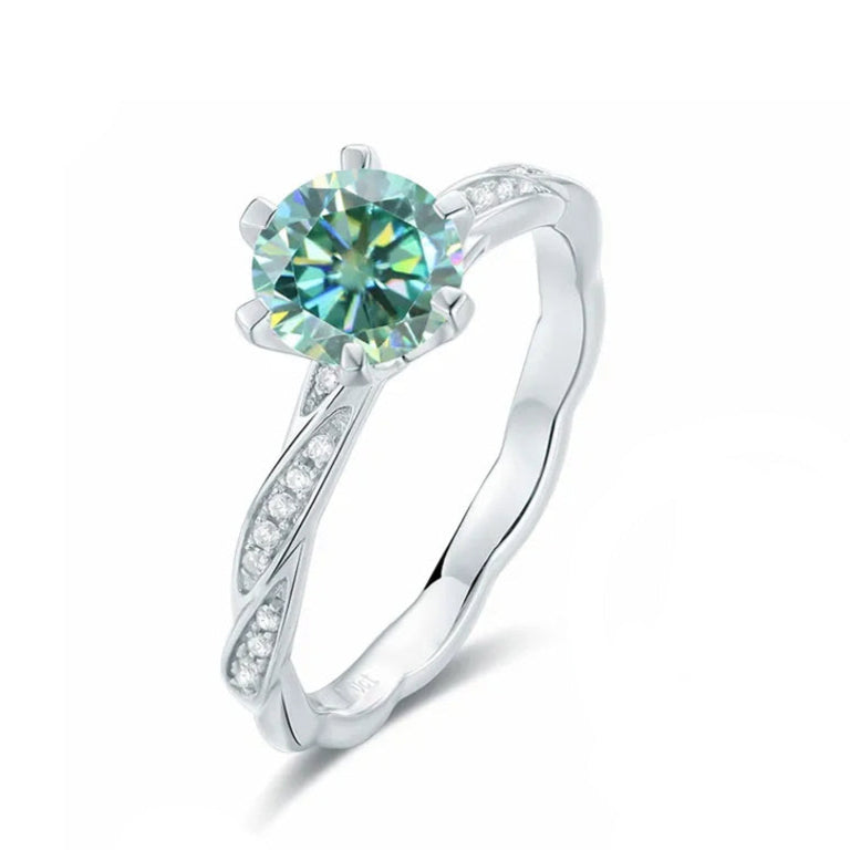 Timeless Green 1.00ct Moissanite Engagement Ring Set in Sterling Silver