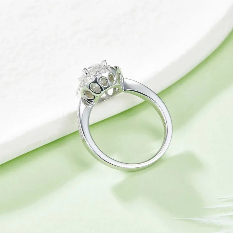 Double Halo 1.00ct Round Brilliant Moissanite Engagement Ring