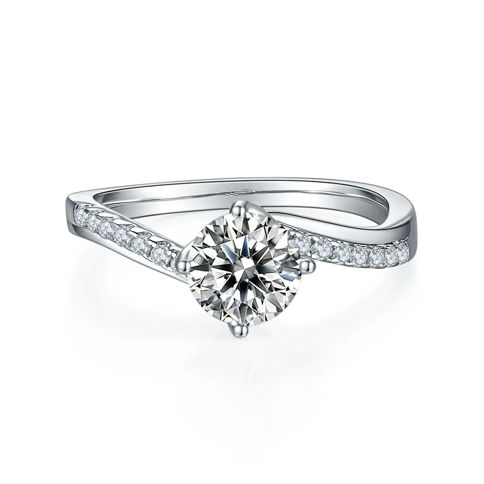 Elevé 1.00ct Moissanite Engagement Ring Set in Sterling Silver