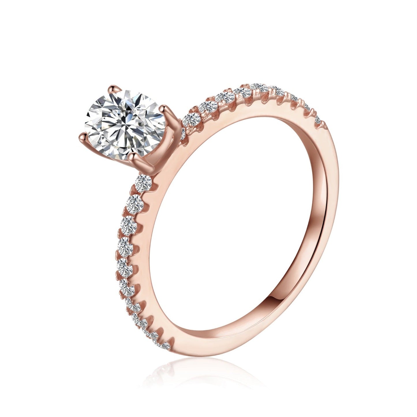 Elevé 1.00ct Oval Cut Moissanite Engagement Ring Set in 9ct Rose Gold