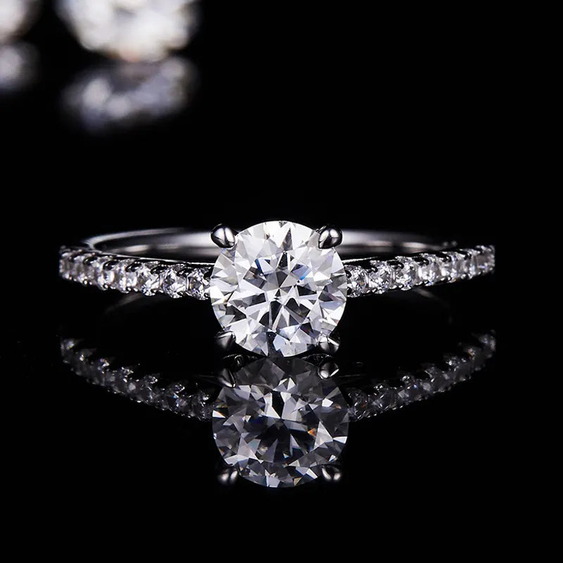 Elevé 1.00ct Round Brilliant Moissanite Engagement Ring Set in Sterling Silver