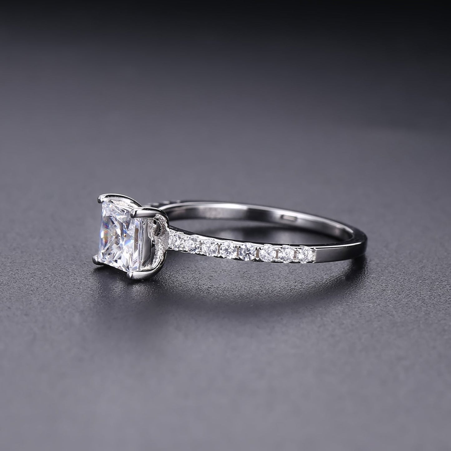 Elevé 1.20ct Princess Cut Moissanite Engagement Ring Set in 9ct White Gold