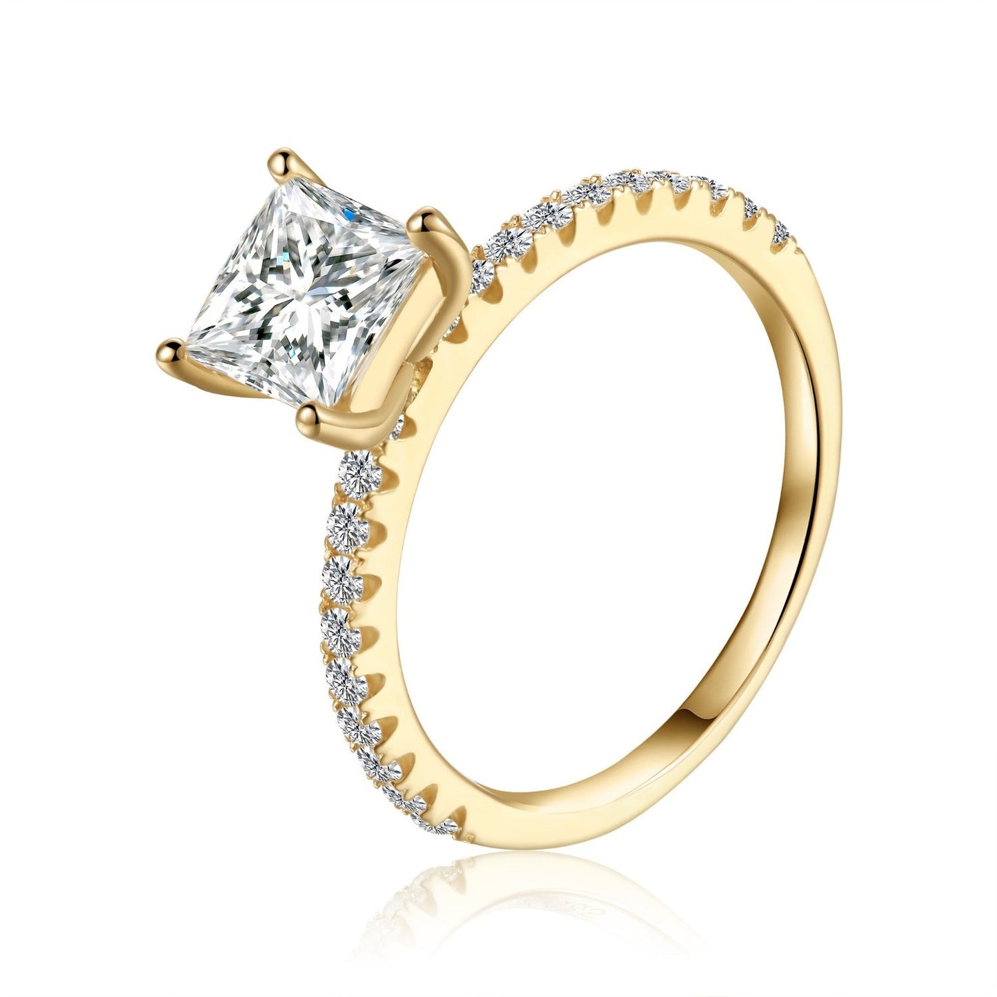 Elevé 1.20ct Princess Cut Moissanite Engagement Ring Set in 9ct Yellow Gold