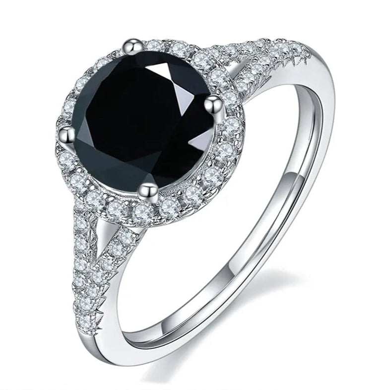 Elevé 2.00ct Black Halo Moissanite Engagement Ring