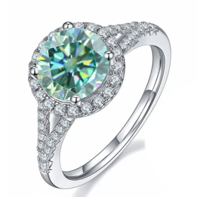 Elevé 2.00ct Green Halo Moissanite Engagement Ring