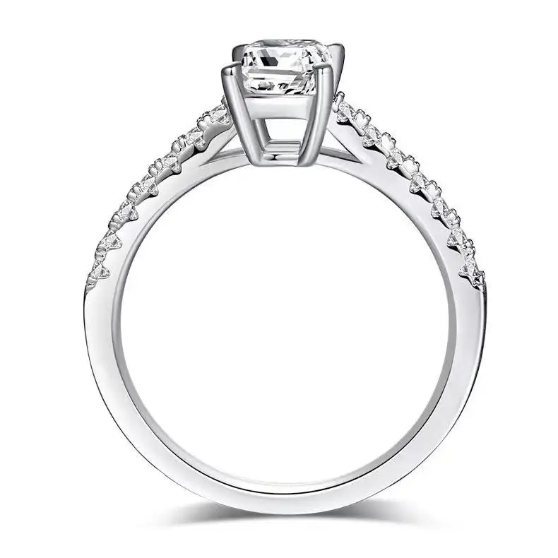 Elevé Basket Set 1.00ct Emerald Cut Moissanite Engagement Ring