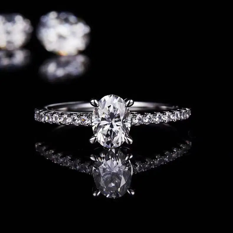 Elevé Basket Set 1.00ct Oval Cut Moissanite Engagement Ring