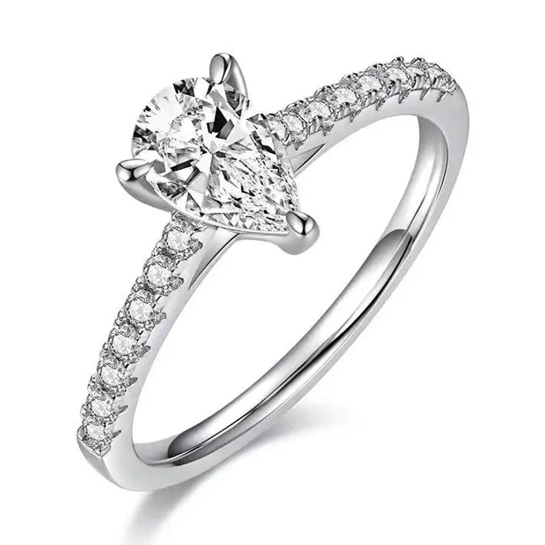 Elevé Basket Set 1.00ct Pear Shape Moissanite Engagement Ring