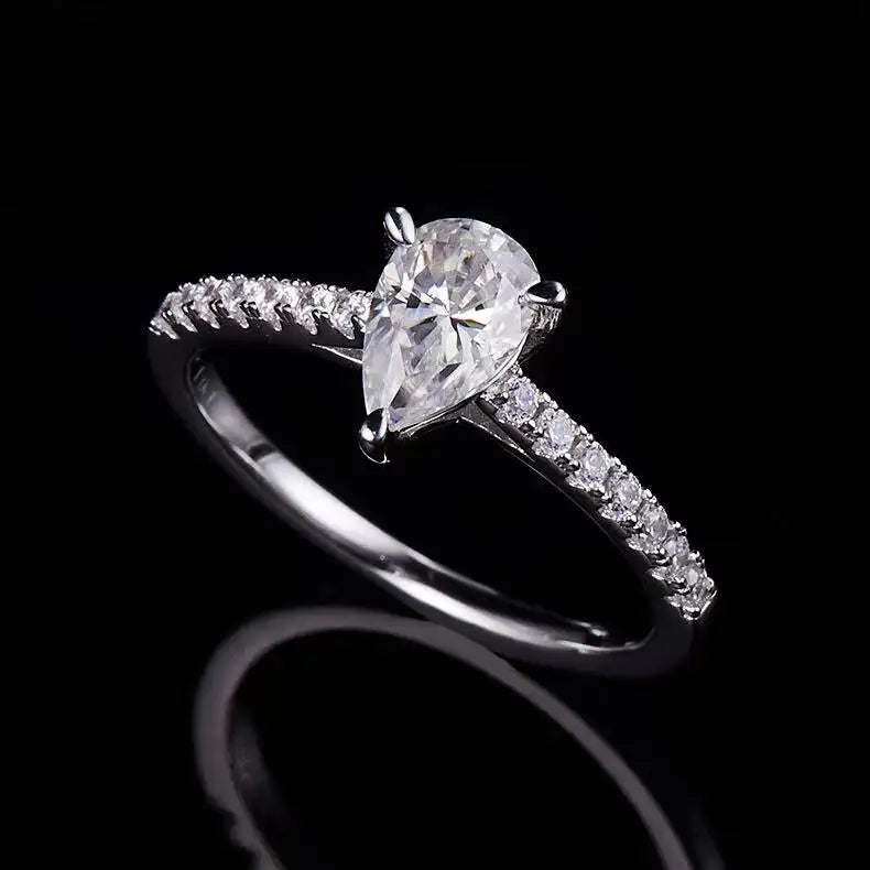 Elevé Basket Set 1.00ct Pear Shape Moissanite Engagement Ring